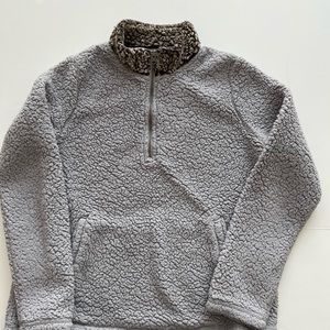 Abercrombie & Fitch | Womens Size M Grey Sherpa Fleece 1/4th Zip Pullover